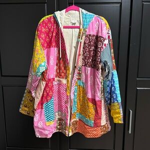 Ashley Taylor Multicolor Patchwork Hooded Jacket